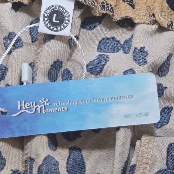 Hey Moments Womens Leopard Print Pants Large Tan Black Wide Leg Elastic Waist... - Picture 14 of 14